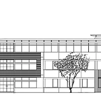 Das Bild stellt ist eine Zeichnung des Schulgebäudes