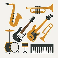 Schülerinnen und Schüler mit Instrumente